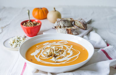 Butternut Squash Soup with Blue Cheese and Toasted Rosemary recipe