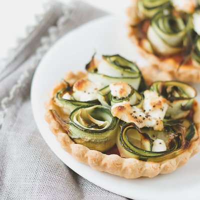 Courgette (zucchini) and goats cheese tartlets recipe