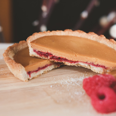 Raspberry and roasted white chocolate tartlets recipe