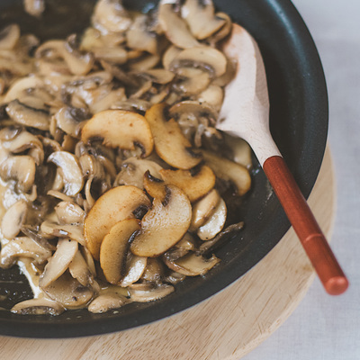 Mushroom with cream and cognac side dish recipe for Christmas
