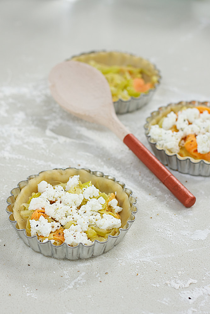 Leek, Carrot and Goats Cheese Tartlets Recipe for a Christmas Starter