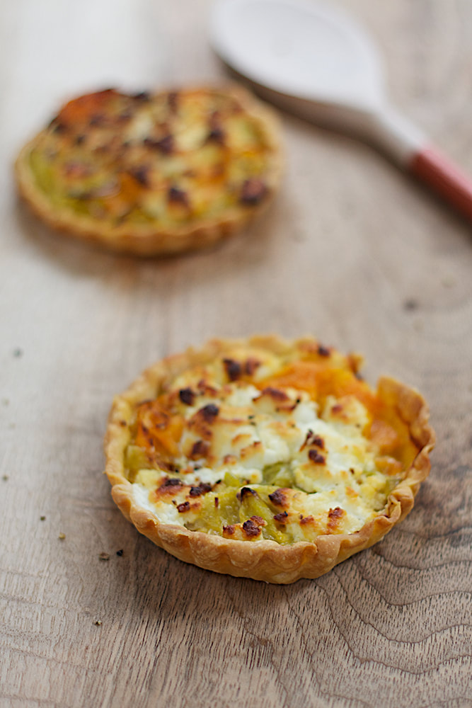 Leek, Carrot and Goats Cheese Tartlets Recipe as a Christmas Starter for Dinner