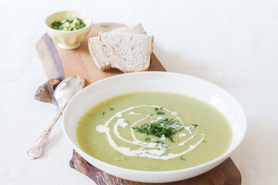 Chilled courgette (zucchini) soup with gremolata recipe
