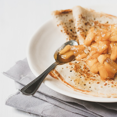Buckwheat crepes with caramelised apples recipe