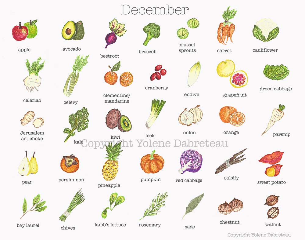 December Fruit and Vegetables Seasonal Calendar
