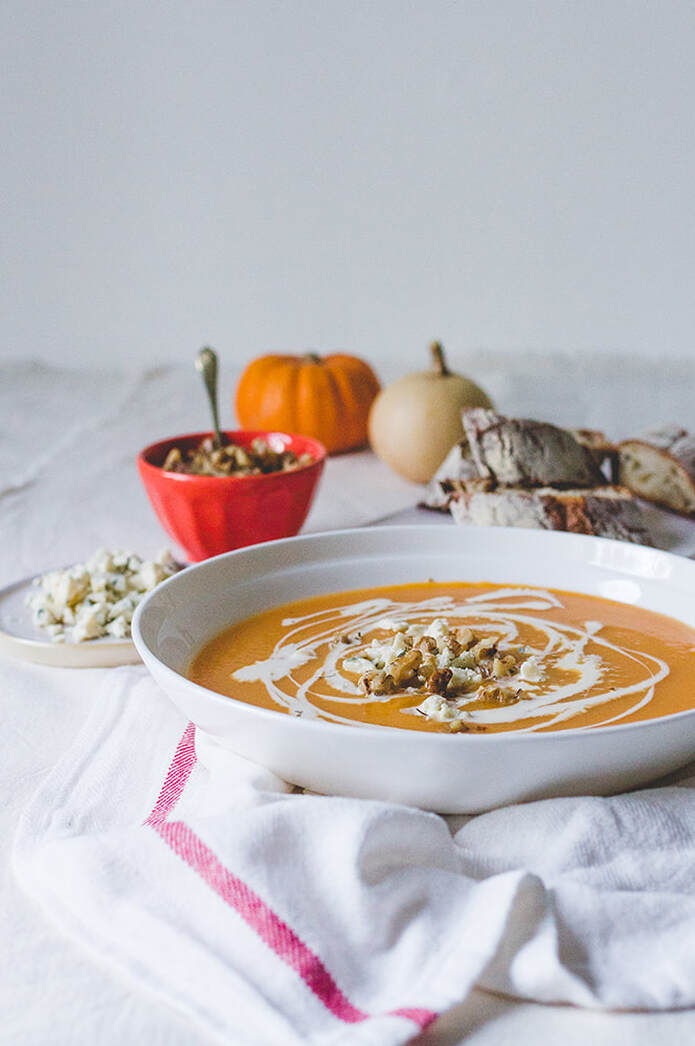 Butternut Squash Soup with Blue Cheese and Toasted Walnuts Recipe
