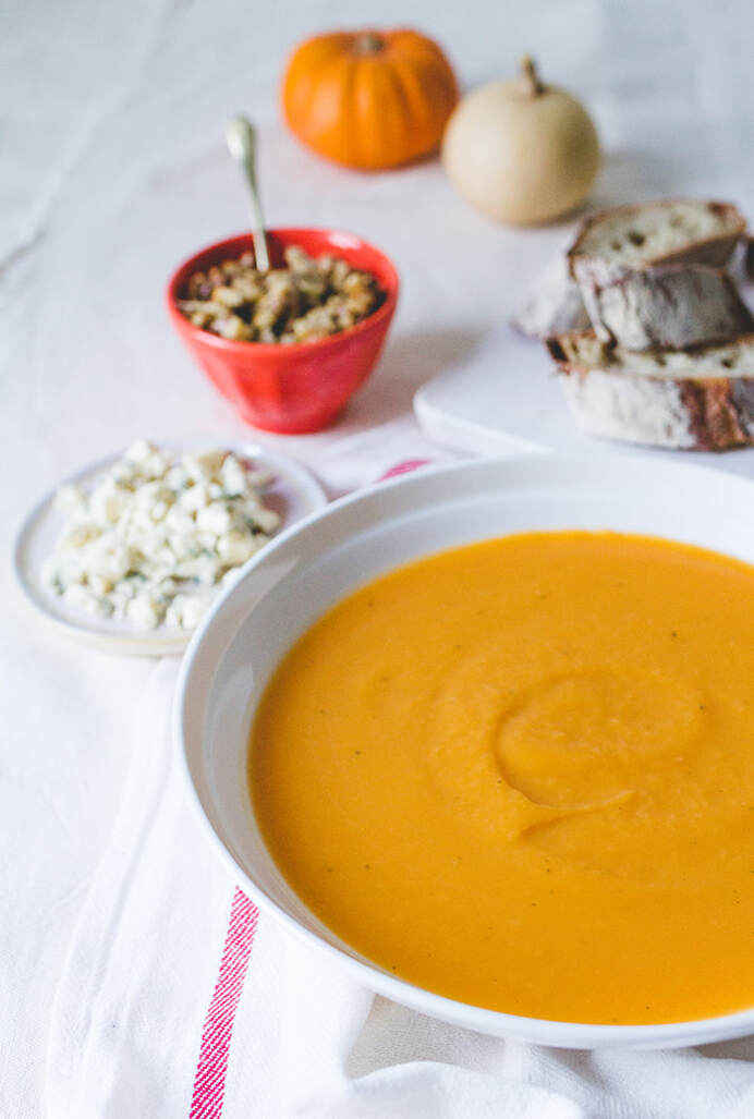 Butternut Squash Soup with Blue Cheese and Toasted Walnuts Recipe